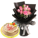 anniversary flower with cake
